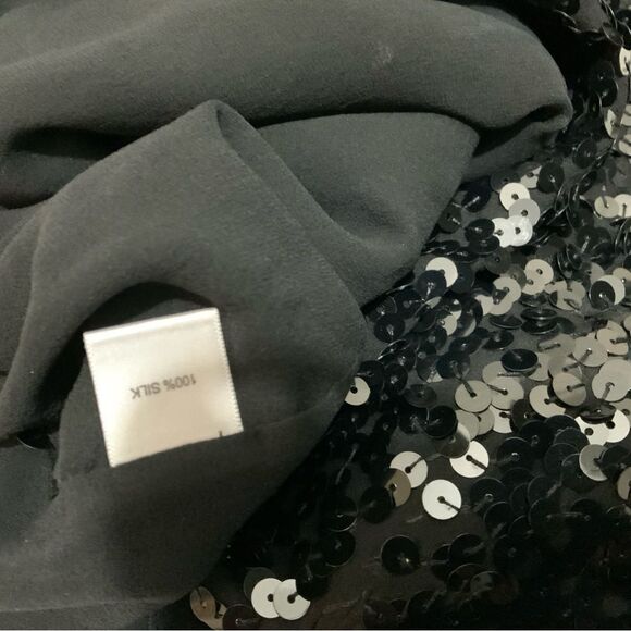 St. John Cowl Neck Top Women size 12 Metallic Sequin Black Event - Picture 10 of 14